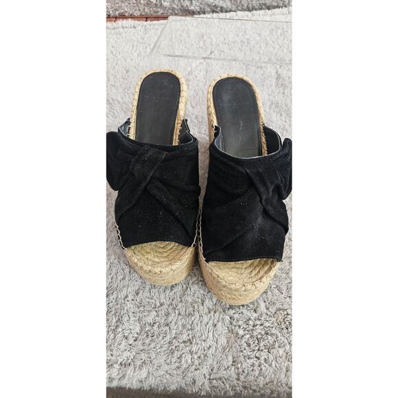 Marc Fisher LTD MLAIDA Black Suede Espadrille Platform Wedges Heels Sandals Sz 7 - Picture 2 of 6